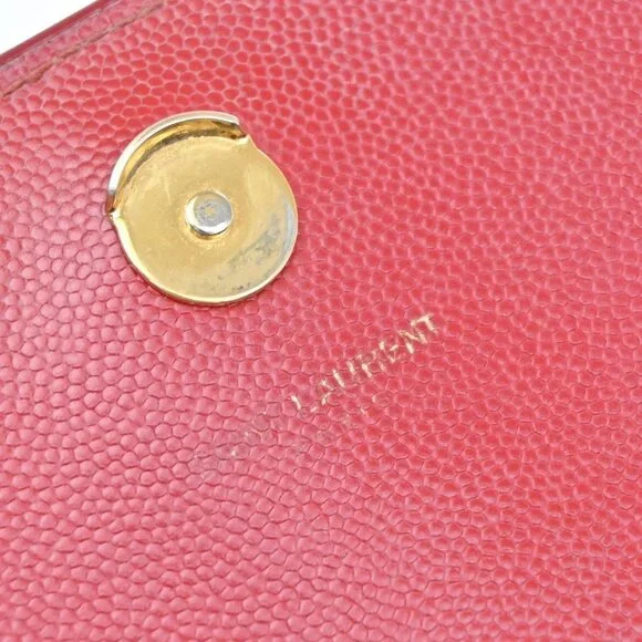 SAINT LAURENT YSL Logo 2Way Chain Shoulder Clutch Bag Red GHW Italy 22RF821 - Picture 13 of 16